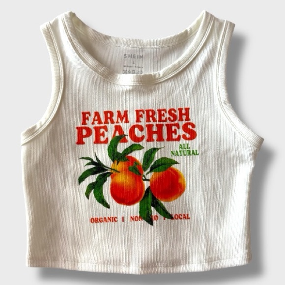 White Peaches Crop Top - L - Picture 6 of 7
